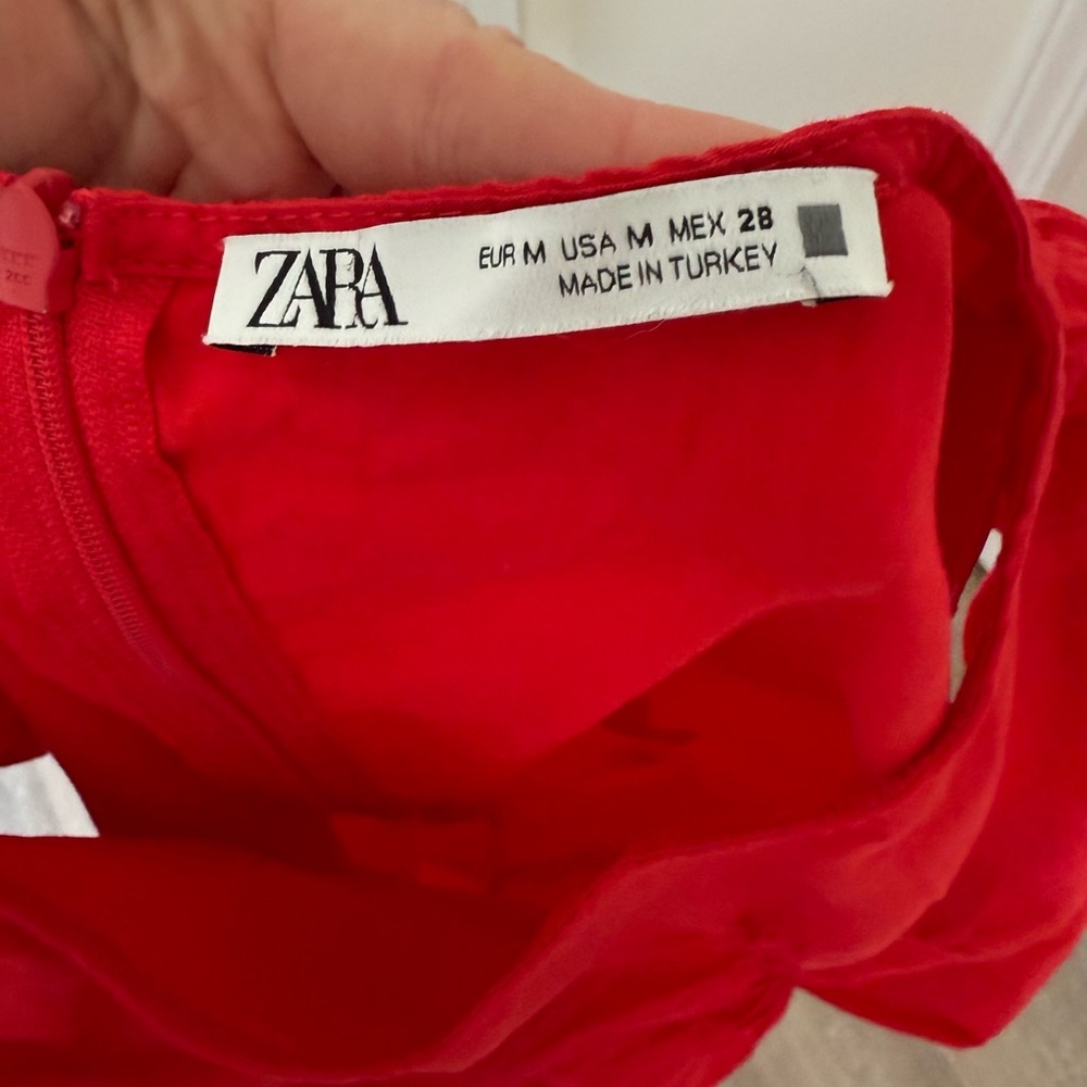 ZARA 100% cotton Red Mini Dress- size M- excellent condition - Picture 3 of 10